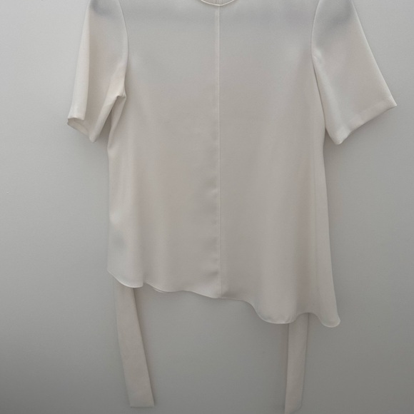 Zara White Asymmetrical Tie Front Blouse - Picture 3 of 5